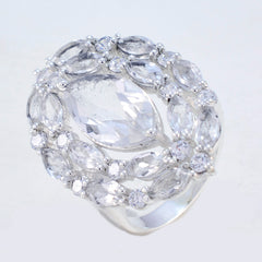 Aisha Trendy White Statement Ring with Sparkling Crystals