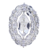 Aisha Trendy White Statement Ring with Sparkling Crystals Crystal Quartz White