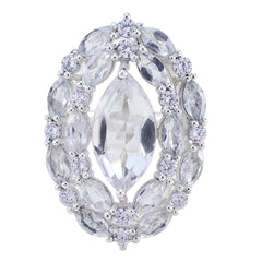 Aisha Trendy White Statement Ring with Sparkling Crystals Crystal Quartz White