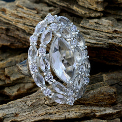 Aisha Trendy White Statement Ring with Sparkling Crystals