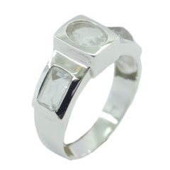 Agustina Trendy White Trilogy Ring in Silver Finish Crystal Quartz White