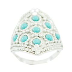 Eva silver ring with multiple turquoise stones in an intricate design turquoise gemstone ring