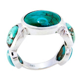 Fernanda turquoise gemstone ring with multiple oval turquoise stones set in silver band