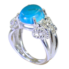 Chloe Turquoise Solitaire Ring with Silver Leaf Design