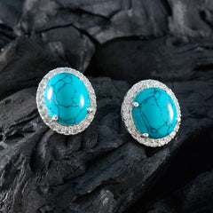 Alina Turquoise Stud Earrings with Sparkling Accents