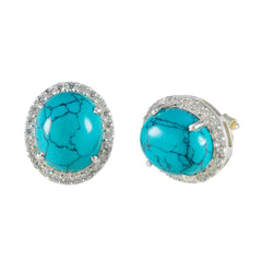 Alina Turquoise Stud Earrings with Sparkling Accents