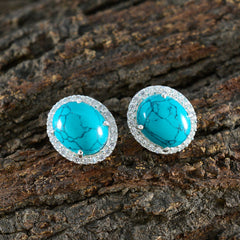Alina Turquoise Stud Earrings with Sparkling Accents