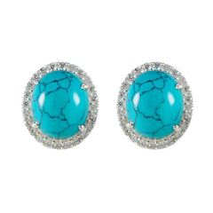 Alina Turquoise Stud Earrings with Sparkling Accents Turquoise Blue Stud