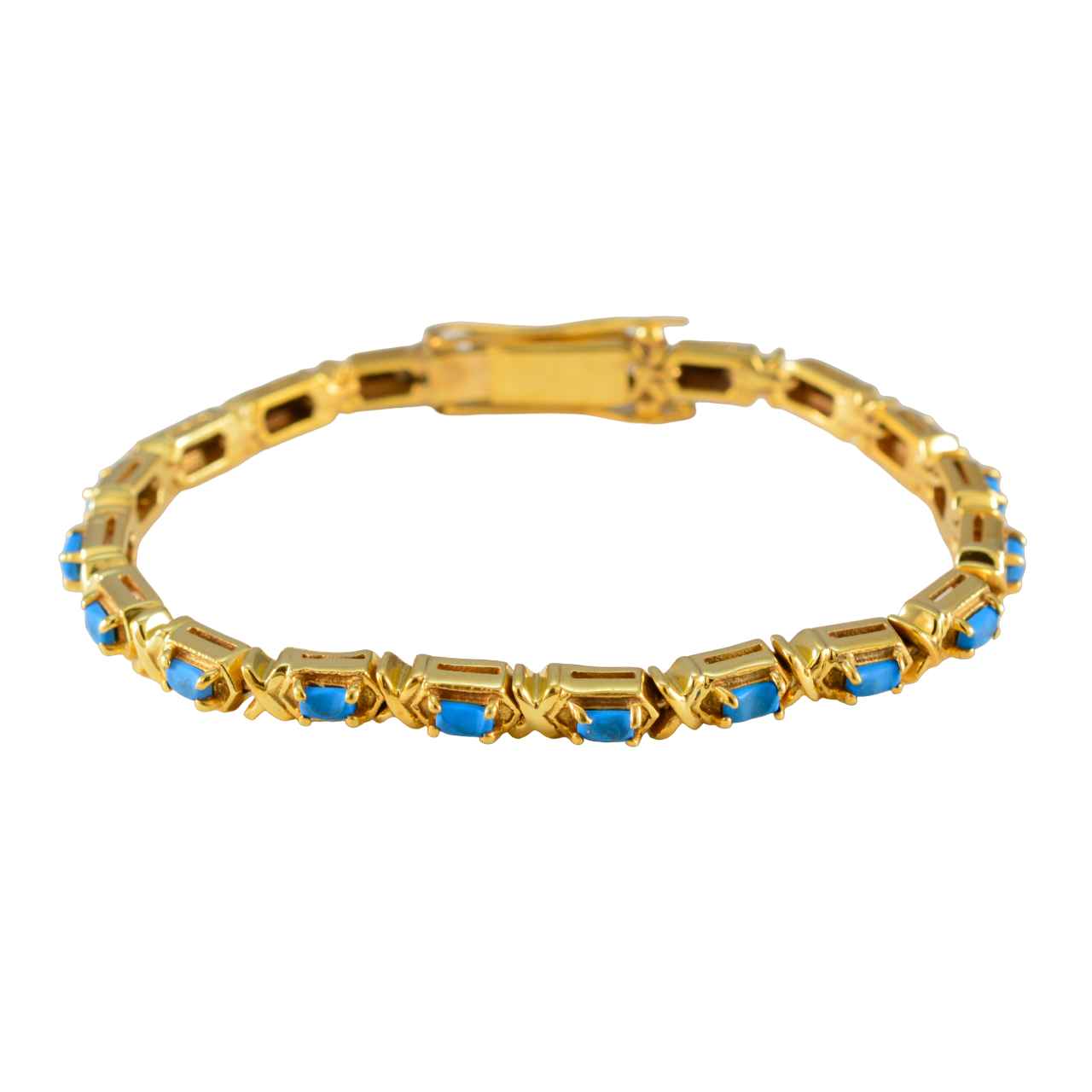 Lily Turquoise Tennis Bracelet India - Elegant Gemstone Style Turquoise Blue