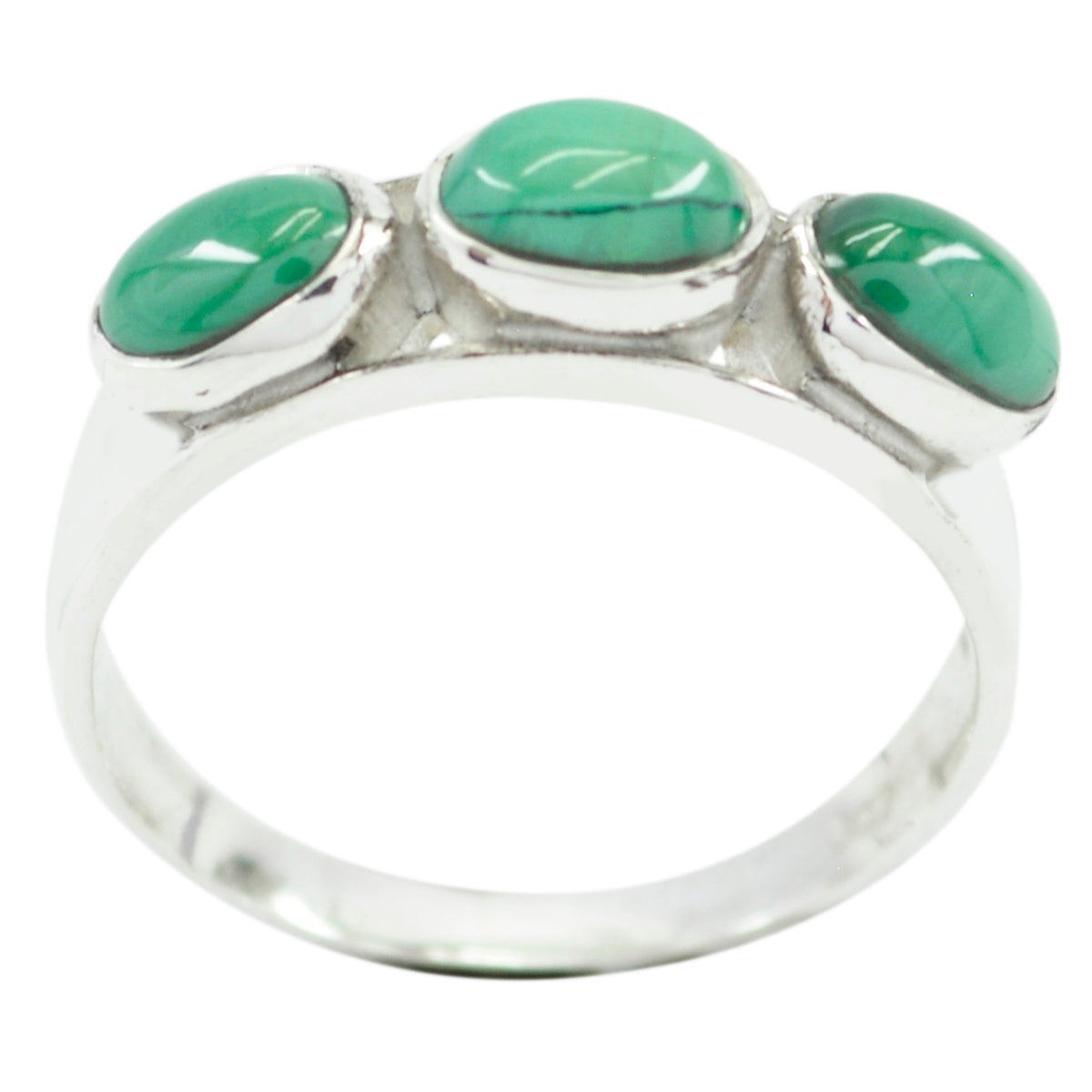 Haruka turquoise trilogy ring with three oval turquoise stones set in silver band