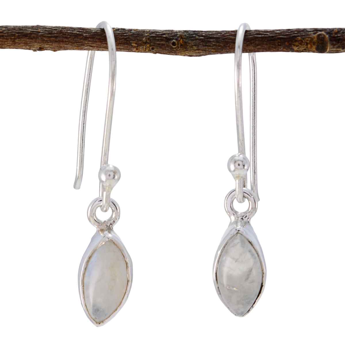 Valentina White Dangle Earrings for Everyday Glam Rainbow Moonstone White Dangle