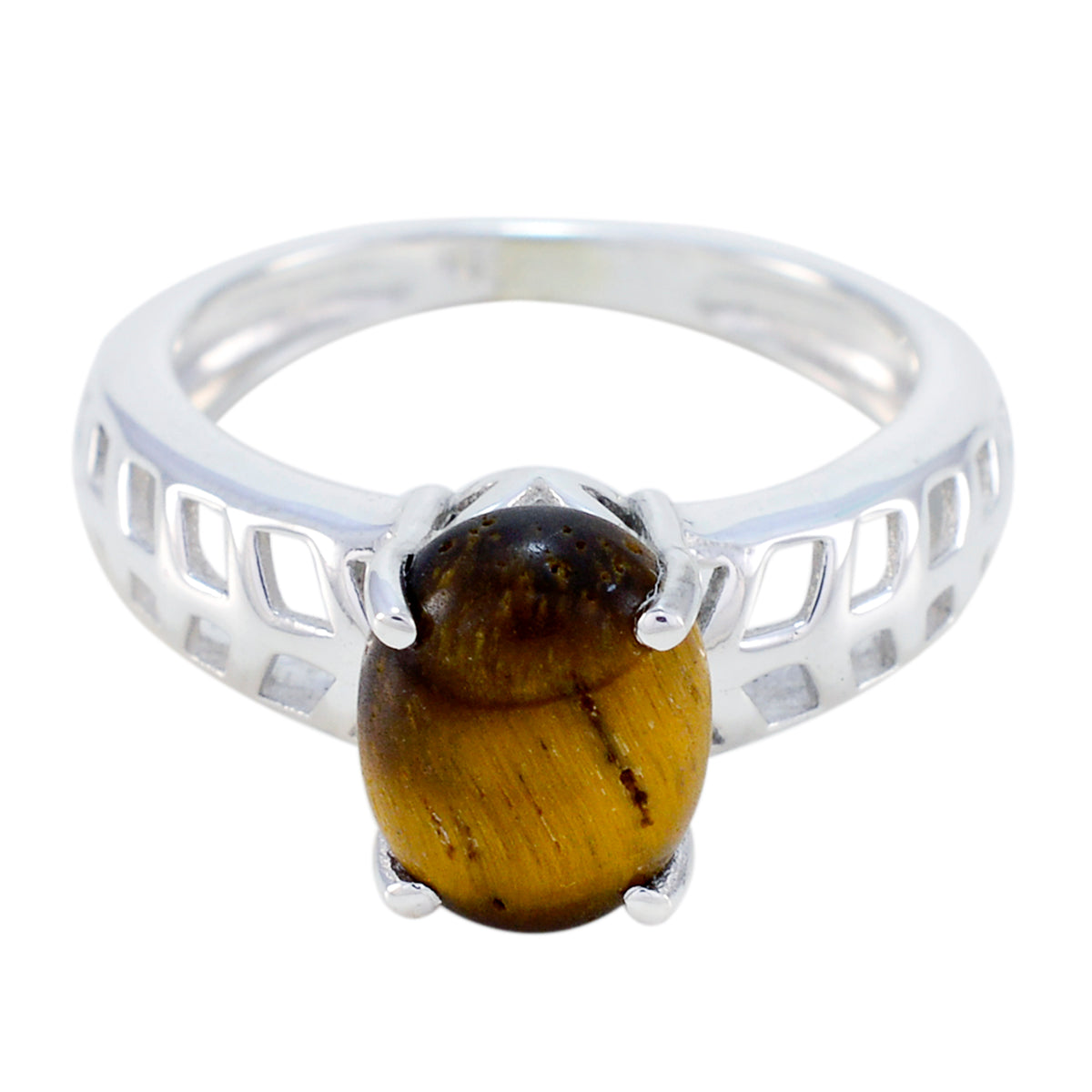Victoria Filigree Brown Solitaire Ring Tiger Eye Brown