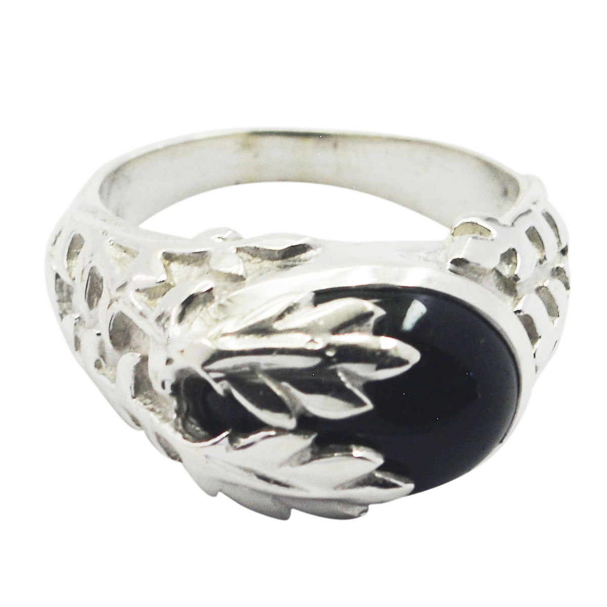 Maya Victorian Black Solitaire Ring Black Onyx Black