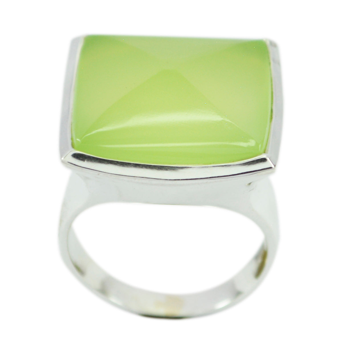 Lourdes Victorian Light Green Gemstone Ring Silver Prehnite Green