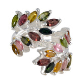 Laura vintage multicolor gemstone ring with marquise cut stones in silver setting