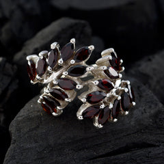 Agnes Vintage Red Gemstone Ring Elegant Silver Design