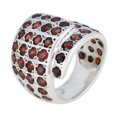 Ida vintage red gemstone ring with multiple red stones set in silver band