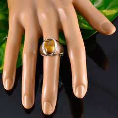 Violet Boho Brown Solitaire Ring with Tiger Eye Gemstone