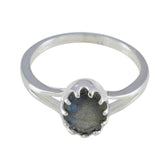 Violet Solitaire Ring with Elegant Gemstone Design Labradorite Gray