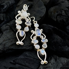Ying White Dangle Earrings with Elegant Gemstone Design