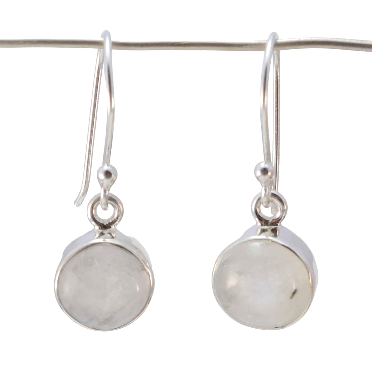 Isabella White Dangle Earrings for Everyday Glam Rainbow Moonstone White Dangle