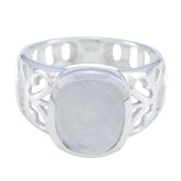 Isabel Filigree White Solitaire Ring Rainbow Moonstone White