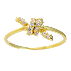 Meera delicate gold white gemstone fashion ring with sparkling white stones in a bow design