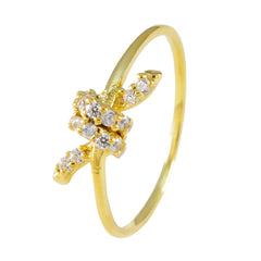 Meera white gemstone fashion ring with gold band and cluster of sparkling white stones
