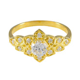 Lakshmi White Gemstone Fashion Ring in Gold Tone White CZ White
