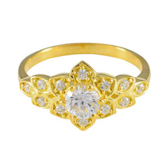 Lakshmi White Gemstone Fashion Ring in Gold Tone White CZ White