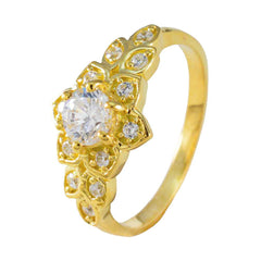 Lakshmi White Gemstone Fashion Ring in Gold Tone