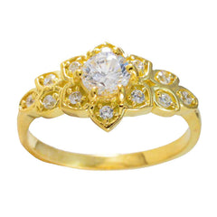 Lakshmi White Gemstone Fashion Ring in Gold Tone