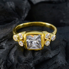 Carolina gold ring with square center gem and six round accent stones white gemstone hepta ring