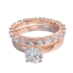 Dayana White Gemstone Multiple Ring Rose Gold Set White CZ White