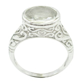 Ananya White Gemstone Ring with Intricate Silver Design Rainbow Moonstone White