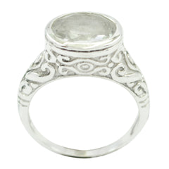 Ananya White Gemstone Ring with Intricate Silver Design Rainbow Moonstone White
