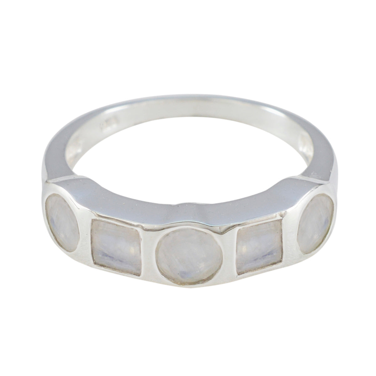 Maria white gemstone ring for women featuring multiple polished white stones in silver band
