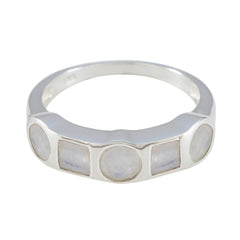Maria white gemstone ring for women featuring multiple polished white stones in silver band