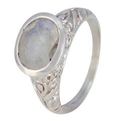 Ananya White Gemstone Ring with Intricate Silver Design