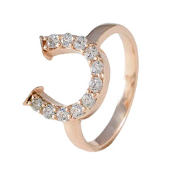 Micaela white gemstone statement ring with rose gold band and sparkling round stones