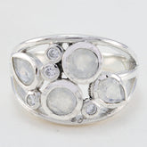 Julia white gemstone statement ring in sterling silver featuring multiple round and pear shaped white stones