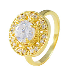 Renata White Halo Engagement Ring in Gold Finish