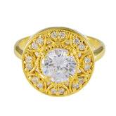 Renata White Halo Engagement Ring in Gold Finish White CZ White
