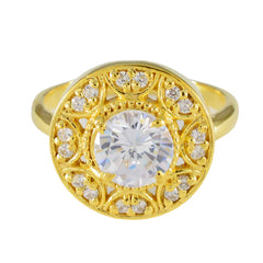 Renata White Halo Engagement Ring in Gold Finish White CZ White