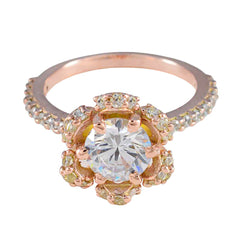 Siti Rose Gold White Halo Engagement Ring with Diamonds White CZ White