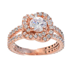 Luisa Rose Gold White Halo Engagement Ring with Diamonds