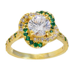 Rosa White Halo Engagement Ring with Green Accents