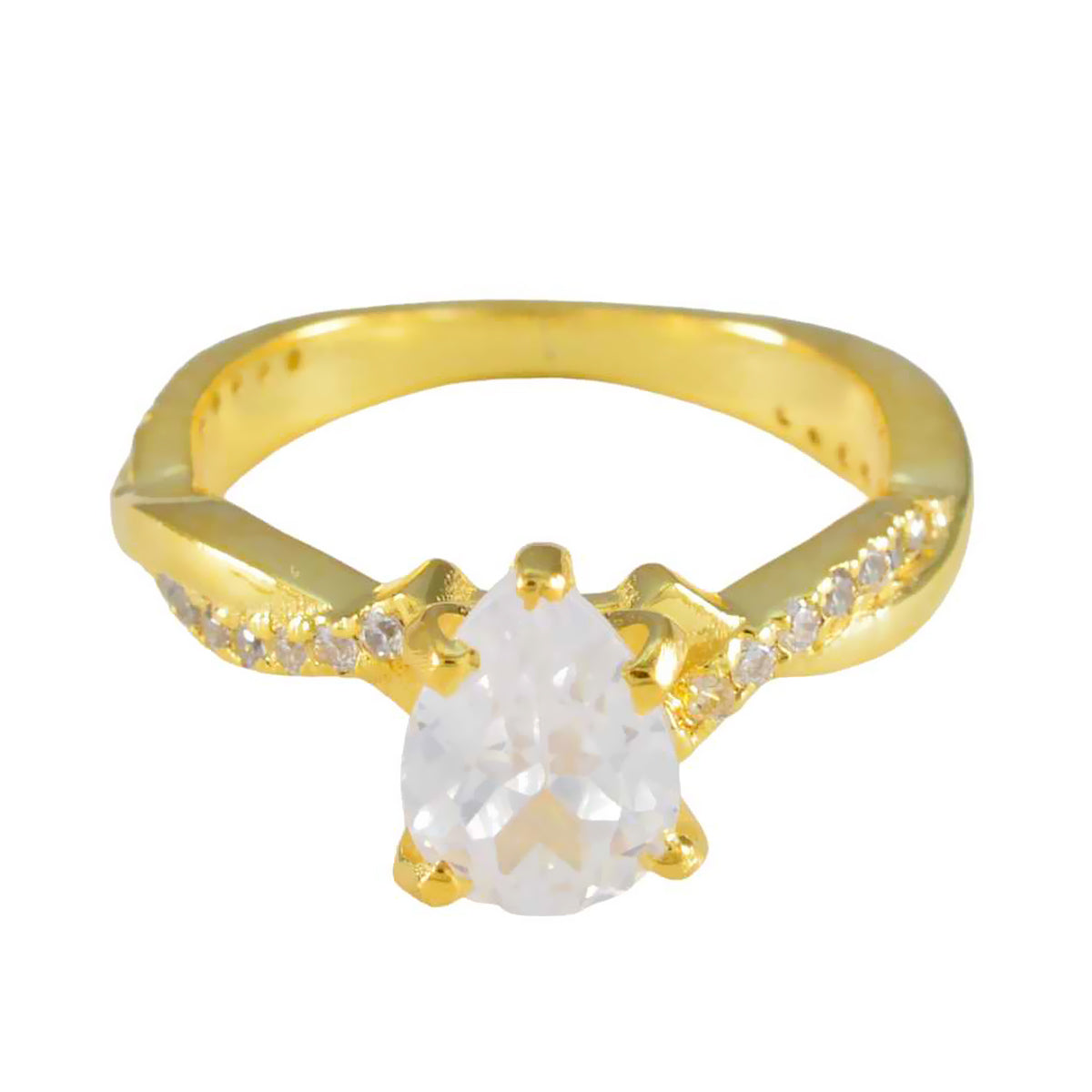 Natcha White Halo Promise Ring Gold Plated Elegant Design White CZ White