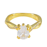 Natcha White Halo Promise Ring Gold Plated Elegant Design White CZ White