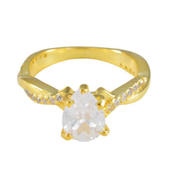Natcha White Halo Promise Ring Gold Plated Elegant Design White CZ White
